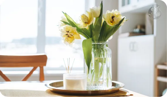 świeże kwiaty w kuchni